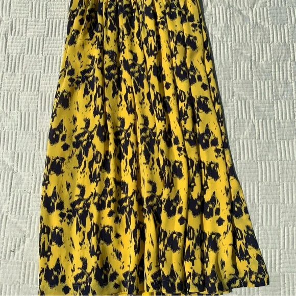 Yigal Azrouël Yellow and Navy Blue Halter Dress Size 8 - Picture 3 of 9